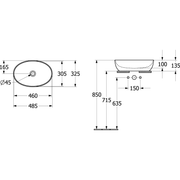 VILLEROY & BOCH - Aufsatzwaschbecken Artis 480x325mm Oval ohne Überlauf Weiß Alpin
