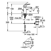 Grohe - EH-WT-Batterie Eurosmart 33265_3 S-Size Zugstangen-Ablaufgrt. matte black