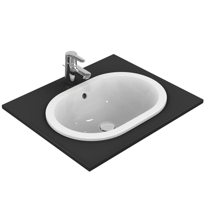 Ideal Standard - Einbauwaschtisch CONNECT, oval, o.Hl., m.Ül., 550x380x175mm, Weiß