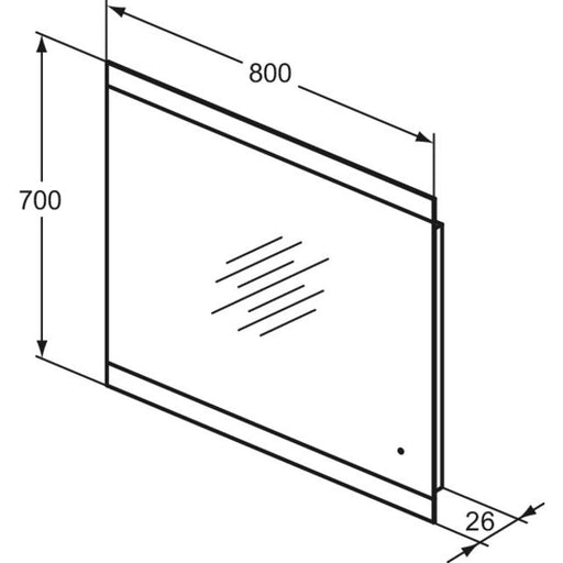 Ideal Standard - Spiegel MIRROR&LIGHT, 40W, m. seitl. Ambientelicht, 800x26x700mm