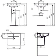 Ideal Standard - Waschtisch CONNECT AIR CUBE, 1 Hl., m.Ül., 500x450x160mm, Weiß