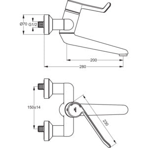 Ideal Standard - WT-Wand Sicherheitsarmatur CERAPLUS B8225A chrom