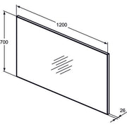 Ideal Standard - Spiegel MIRROR&LIGHT, m.Rahmen, 1200x26x700mm