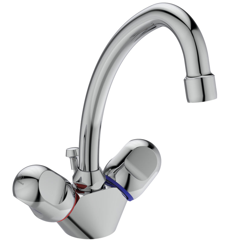 Ideal Standard - 2-Griff Waschtischarmatur ALPHA B2038A 155mm m. schwenkb. Auslauf chrom