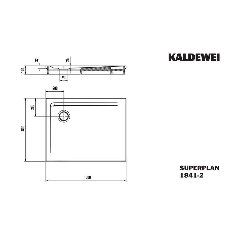 Franz Kaldewei - DW SUPERPLAN mit Wannenträger Mod.1841-2, 800 x 1000, alpinweiß,m. WT