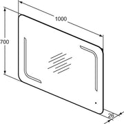 Ideal Standard - Spiegel MIRROR&LIGHT, m. Licht, 55W, 1000x26x700mm