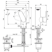 Ideal Standard - Waschtischarmatur CERAFINE O, H155, m.Ablgarn., Ausld.136mm, Chrom