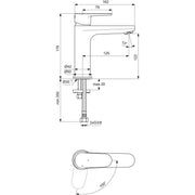 Ideal Standard - Waschtischarmatur CERAFINE O, H120, BlueStart, o.Ablgarn., Ausld.125mm,Chrom