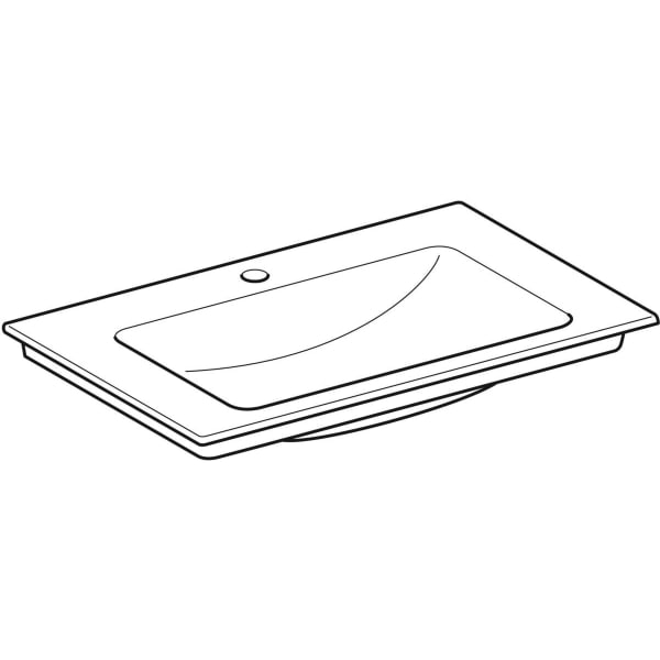 Geberit Vertriebs - ONE Möbelwaschtisch 75x48 cm Abg.verti., m.Hl., o.Ül., weiß, KeraTect