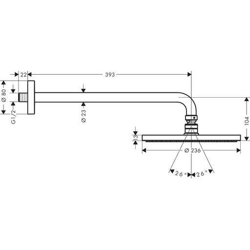 Hansgrohe - Kopfbrause RAINDANCE S 240 1jet PowderRain Brausearm 390mm chrom