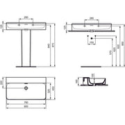 Ideal Standard - Waschtisch CONCA, o.Hl., m.Ül., 800x450x165mm, geschliffen, Weiß m.IP
