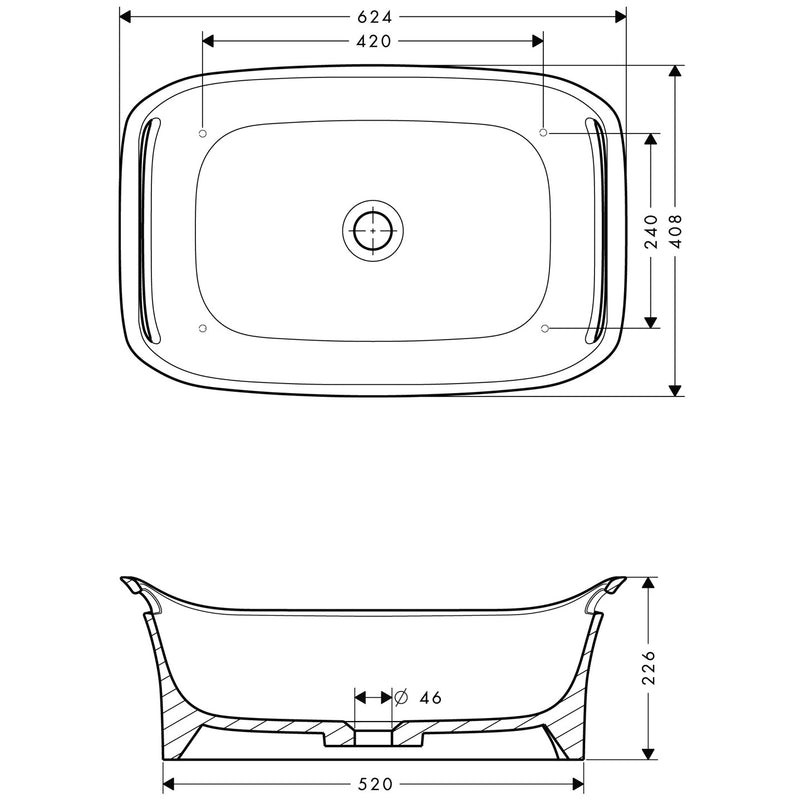 Hansgrohe - Waschschüssel AXOR Urquiola oval 625mm