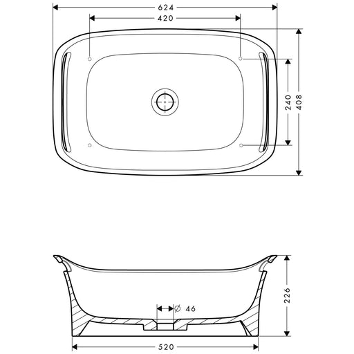 Hansgrohe - Waschschüssel AXOR Urquiola oval 625mm