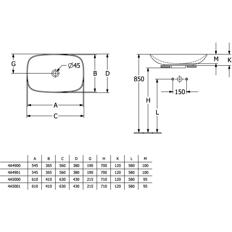 VILLEROY & BOCH - Aufsatzwaschbecken Loop&Friends 620x 420mm Rechteck mit Überlauf Weiß Alpin