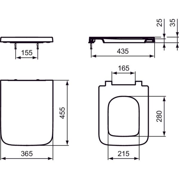 Ideal Standard - WC-Sitz BLEND Square, Softclosing, 365x455x35mm, Weiß