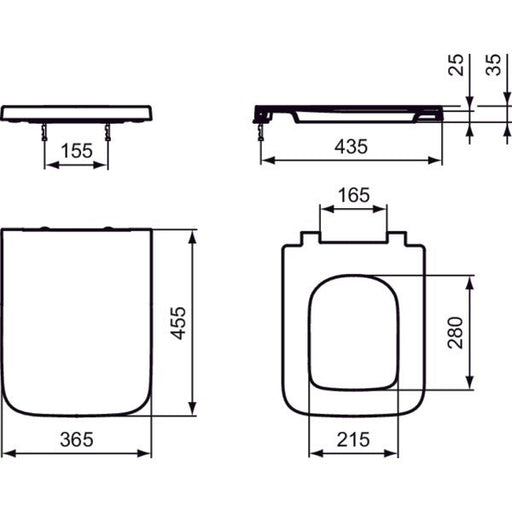Ideal Standard - WC-Sitz BLEND Square, Softclosing, 365x455x35mm, Weiß