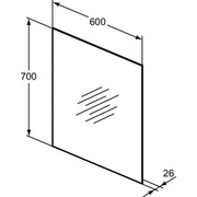 Ideal Standard - Spiegel MIRROR&LIGHT, 30W, m. Ambientelicht, 600x26x700mm
