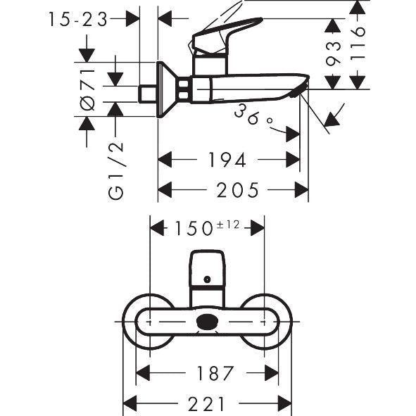 Hansgrohe - Waschtischmischer LOGIS Wandmontage chrom