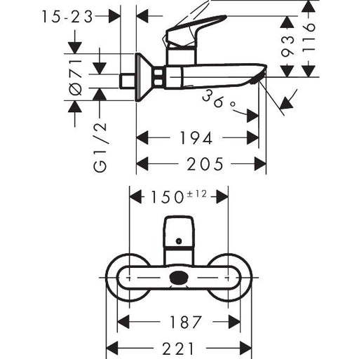 Hansgrohe - Waschtischmischer LOGIS Wandmontage chrom