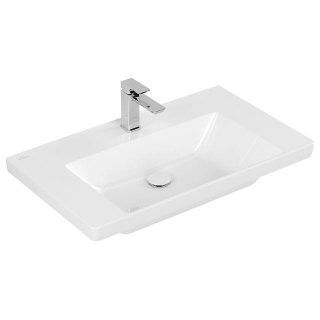 VILLEROY & BOCH - Schrankwaschtisch Subway 3.0 800x470 mm re-eckig 1HL. o. ÜL. Weiß Alpin cplus