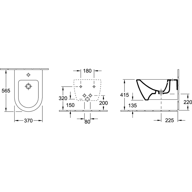 VILLEROY & BOCH - Bidet Subway 2.0 565x375x280mm Oval, wandhängend Weiß Alpin CeramicPlus