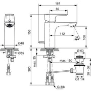 Ideal Standard - Waschtischarmatur CONNECT AIR 5 l/min., m.Ablgarn., Ausld.112mm, Chrom