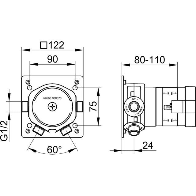 KEUCO - UP Funktionseinheit IXMO 59553, für Thermostatarmatur DN15