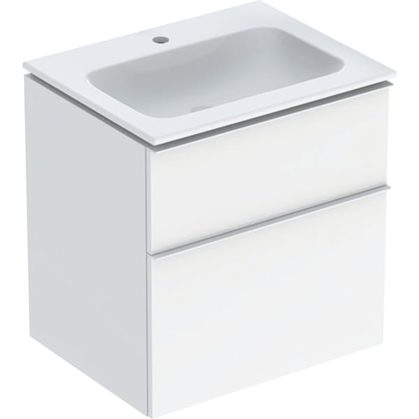 Geberit Vertriebs - iCon Set MWT m. US, 2 Schubl. 60x63x48cm, weiß hgl./Gr. weiß matt/Tect