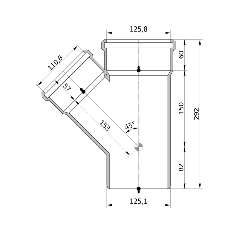 Wavin - Abzweig AS+ DN 125x100 45 Grad