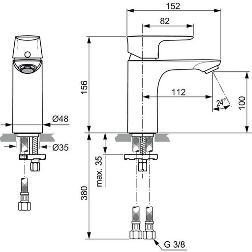 Ideal Standard - WT-Armatur CONNECT AIR, 5 l/min., o.Ablgarn., Ausld.112mm, Sundance gold