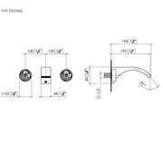 Dornbracht - Waschtisch-Wandbatterie CYO 36712811 platin / platin gebürstet