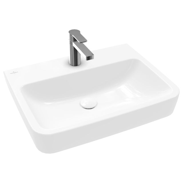 VILLEROY & BOCH - Waschbecken O.novo 600x460mm Eckig 1HL. o. Überlauf Weiß Alpin CeramicPlus