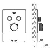 Grohe - Thermostat GROTHERM SmartControl 29124 eckig FMS 2 ASV cool sunrise geb