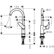 Hansgrohe - Waschtischmischer LOGIS 210 chrom mit Schwenkauslauf ohne Ablaufgarnitur 71131