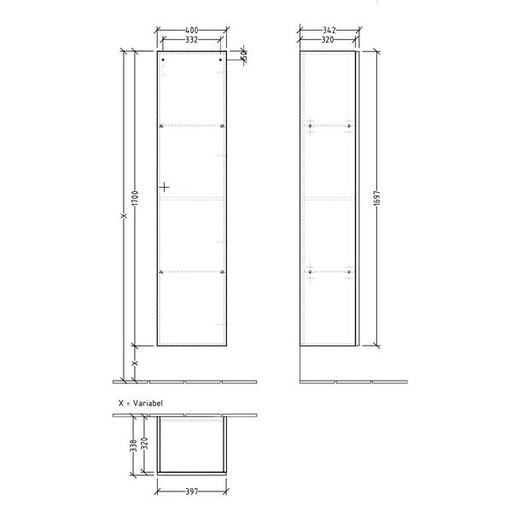 VILLEROY & BOCH - Hochschrank A18 400x1700x338mm 1 Tür Anschlag rechts RR Macchiato