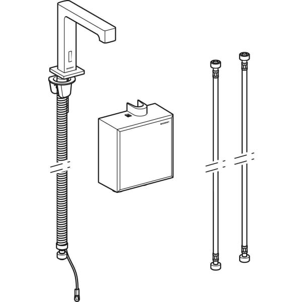 Geberit Vertriebs - Brenta WT-Arm., Standmontage, Batt. mit AP-Funkt.Box, m.Therm.Misch., chrg