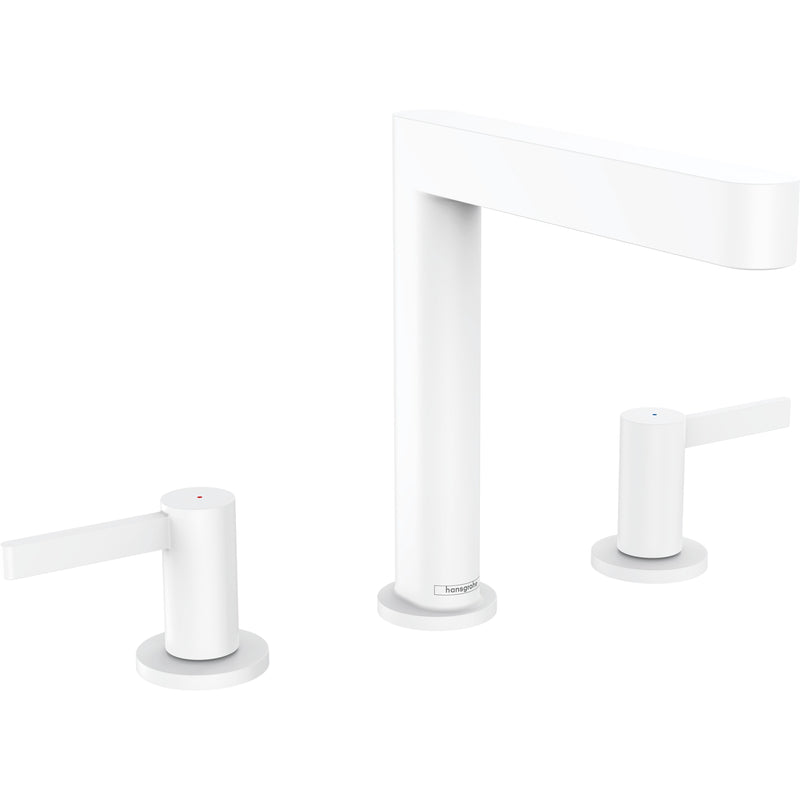 Hansgrohe - 3-Loch Waschtischarmatur 160 FINORIS mit Push-Open Ablaufgarnitur mattweiß