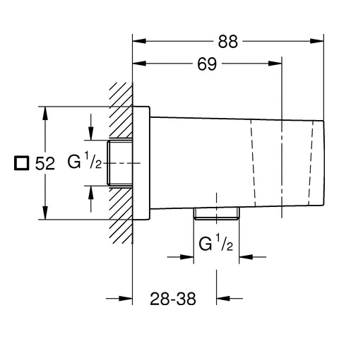 Grohe - Wandanschlussbogen EUPHORIA Cube 26370 Wandbrausehalt. hard graphite geb