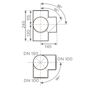 Fornatis - Eckabzweig DN150x100x100 88 Grad