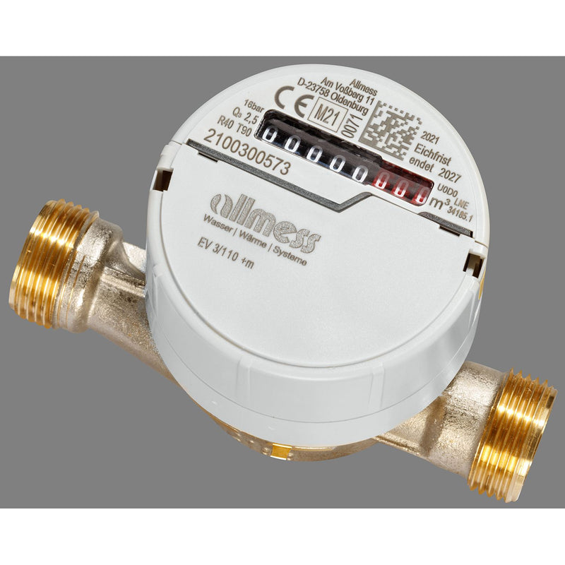 ALLMESS - Wohnungswasserzähler Aufputz EV 3/110-V TU6 +m DN15 Q3=2,5