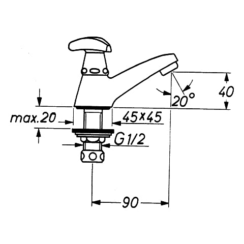 Grohe - Eckventil 22037 1/2x3/8'' Rosette Metallgriff hard graphite