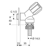 SCHELL - Geräteschrägsitzventil COMF. 1/2 m. RV, RB u. Schl., chrom