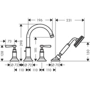 Hansgrohe - 4-Loch Wannenarmatur AXOR Montreux F-Set f.Wannenrand chrom m.Hebelgriffen