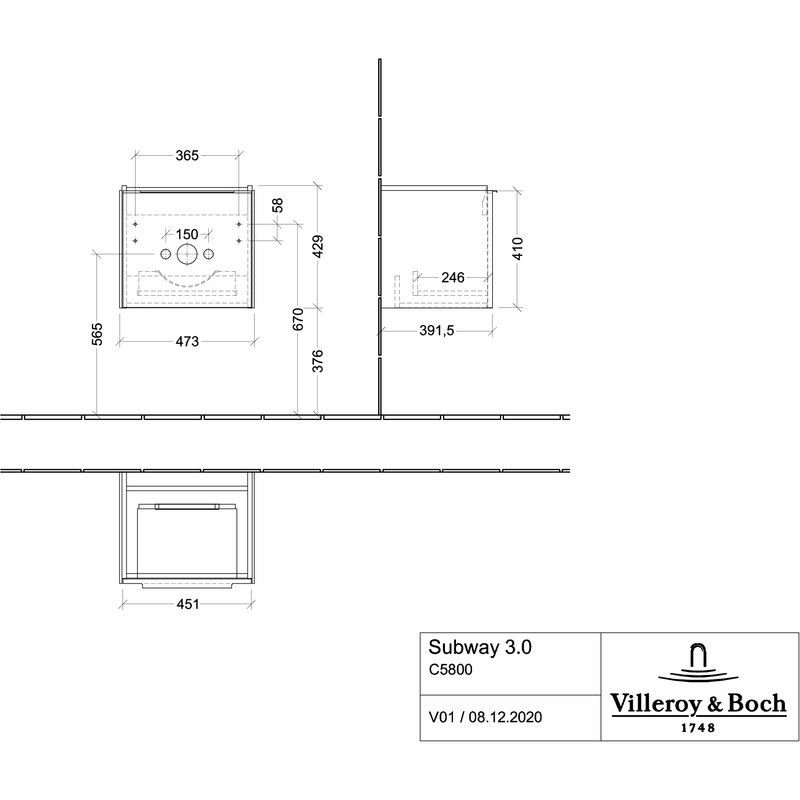 VILLEROY & BOCH - WTU 473x429x392 mm 1 Auszüge Graphite
