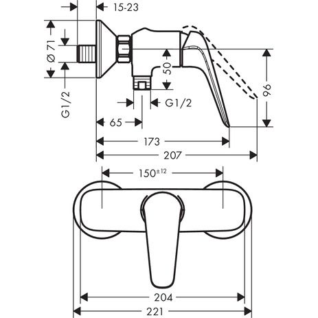 Hansgrohe - Brausenmischer Aufputz NOVUS chrom