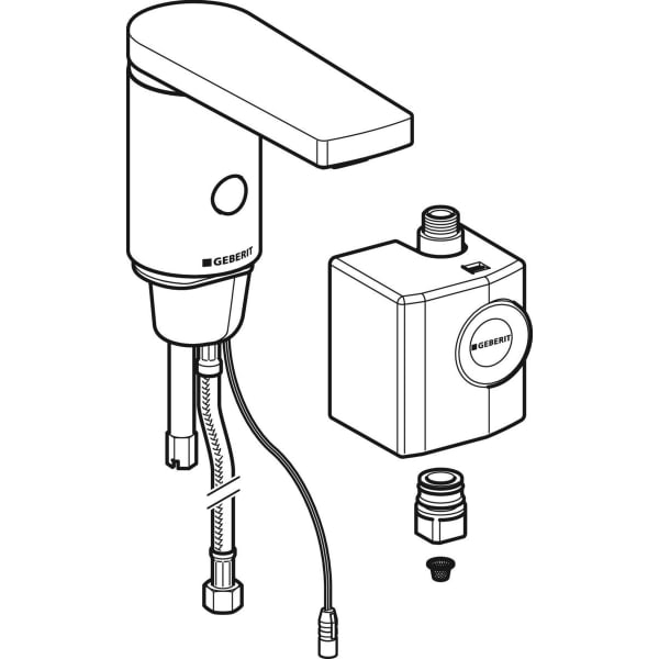 Geberit Vertriebs - Typ 186 Waschtischarmatur, Generator ohne Mischer, hochglanz verchromt