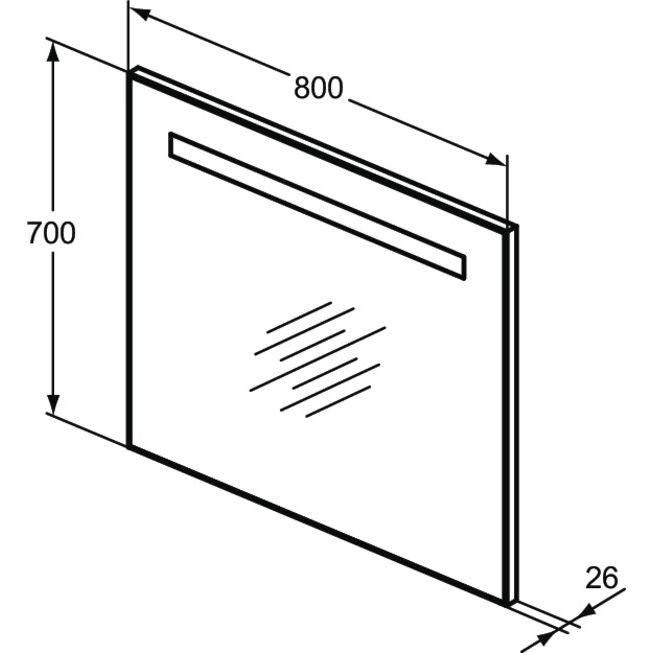 Ideal Standard - Spiegel MIRROR&LIGHT, m. Licht, 30W, 800x26x700mm