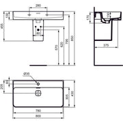 Ideal Standard - Waschtisch STRADA II, 1 Hl., m.Ül., geschliffen, 800x430x170mm, Weiß