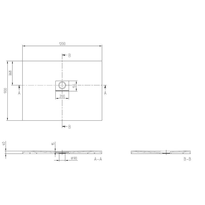 VILLEROY & BOCH - Quaryl-Duschwanne A18 1200x900x40mm weiß