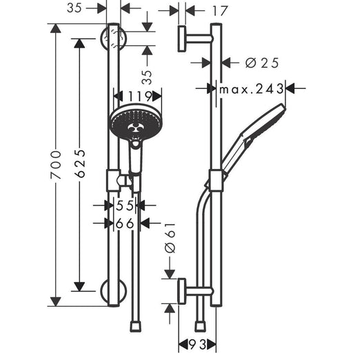 Hansgrohe - Brausenset RAINDANCE Select S 120 UNICA Comfort 650mm chrom